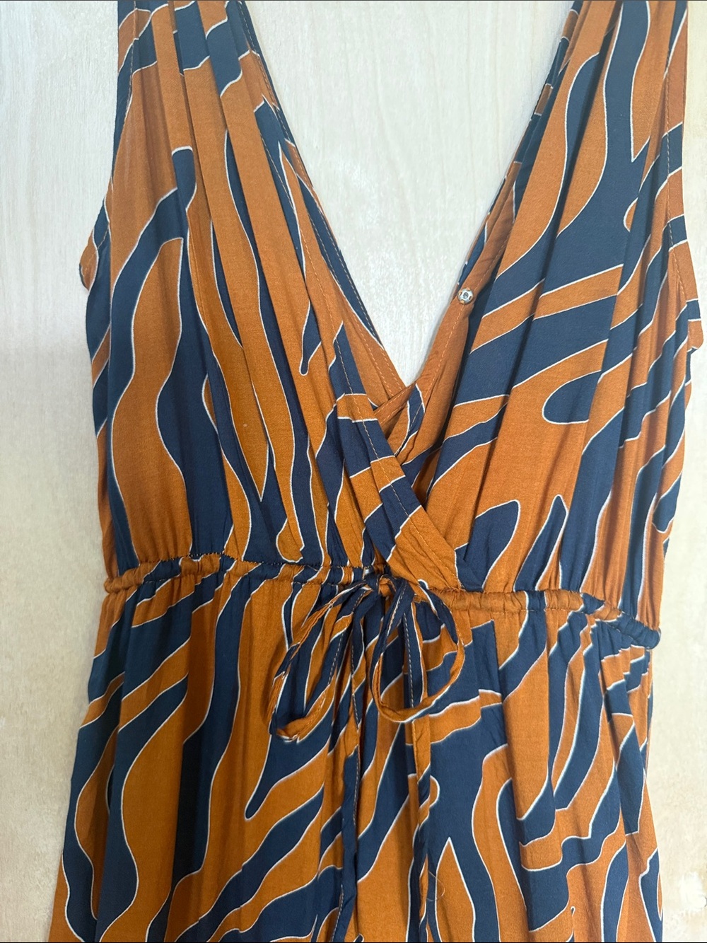 Elan Rust and Black Zebra-Stripe Maxi Dress - Picture 4 of 4